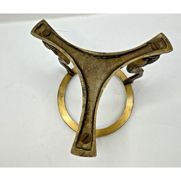 Vintage Hand-Shape Marble Stone/Sphere Decorative Rock Ball Brass Stand coy fish - Picture 4 of 7